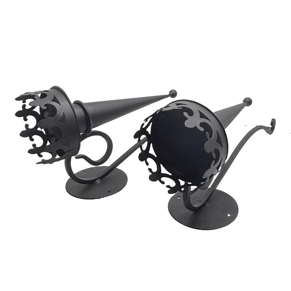Pair Gothic Iron Candle Wall Sconces 18.75